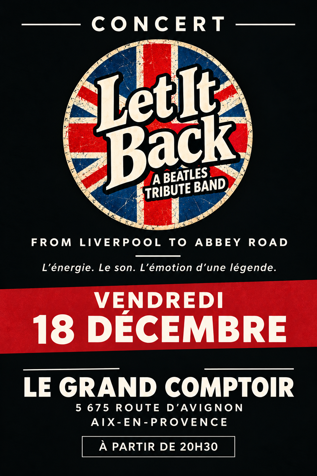 Affiche retro du concert let it back 2 